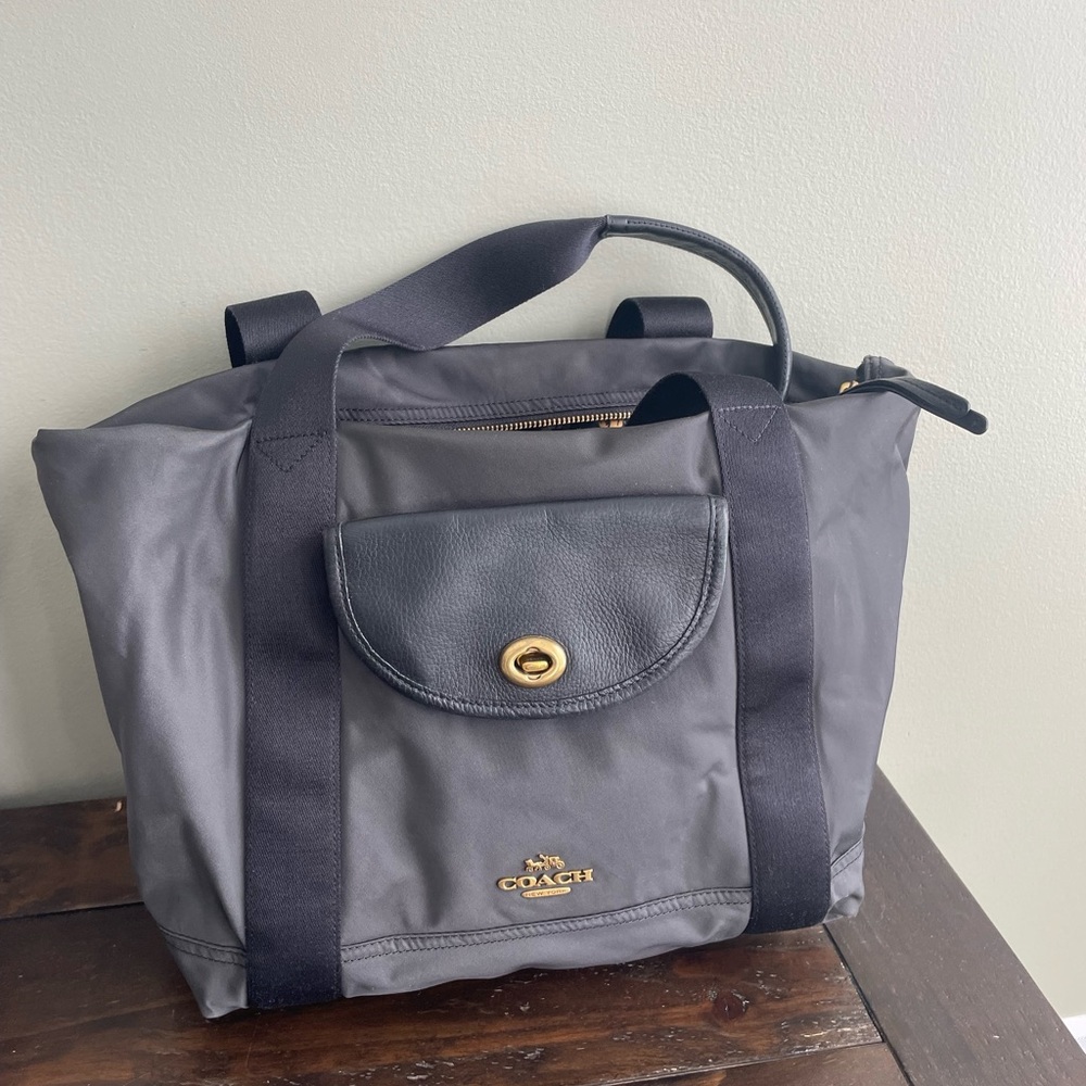 Coach Tote with Vintage Rose Print Interior